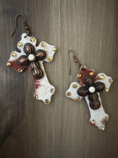 Animal Print Cross Earrings