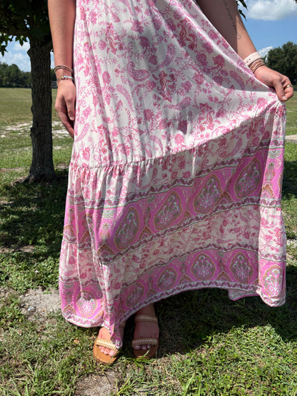 Border Print Maxi Dress