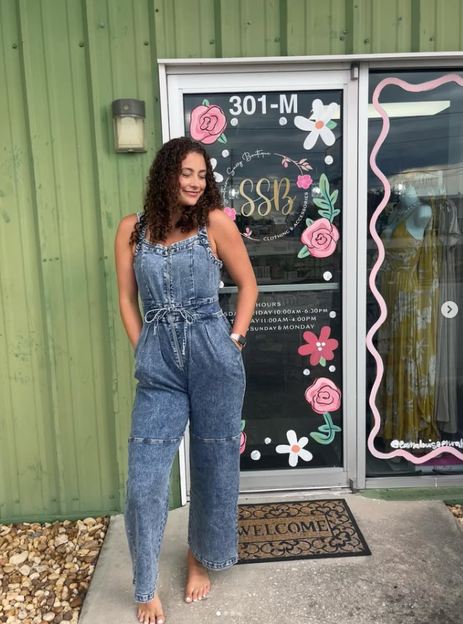 BACK CUTOUT ZIP UP DENIM JUMPSUIT OVERALLS