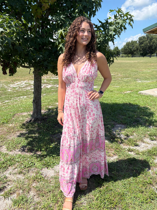 Border Print Maxi Dress
