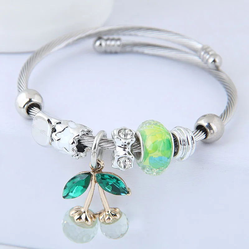 Cherry Alloy Inlay Rhinestones Bangle