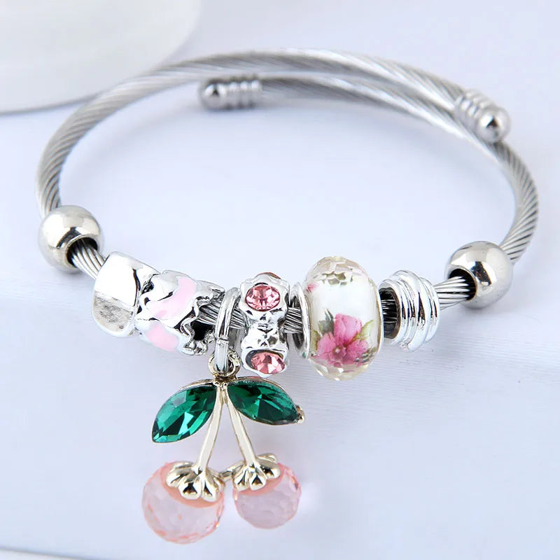 Cherry Alloy Inlay Rhinestones Bangle