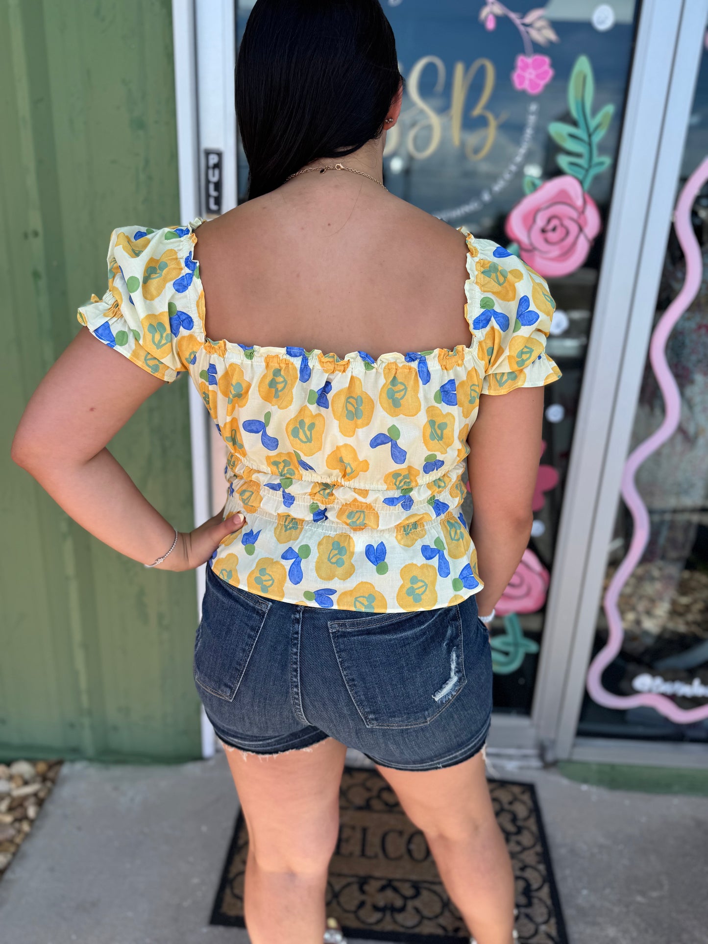 Floral Smocked Peplum Blouse