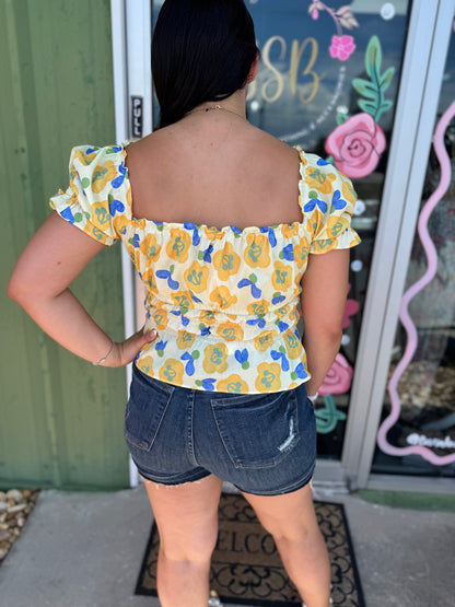Floral Smocked Peplum Blouse