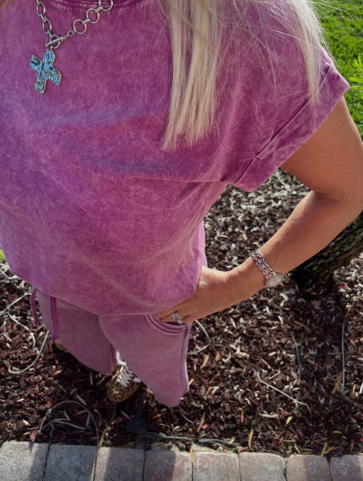 Acid Wash Fleece Palazzo Sweatpants