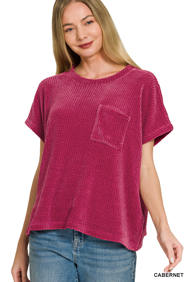Chenille Short Sleeve Sweater