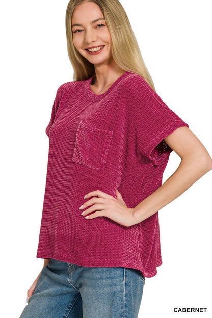 Chenille Short Sleeve Sweater