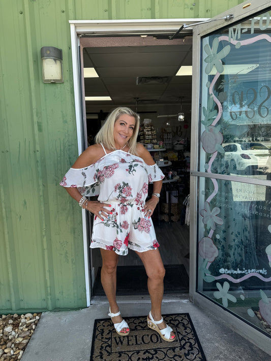 Floral Print Ruffle Romper