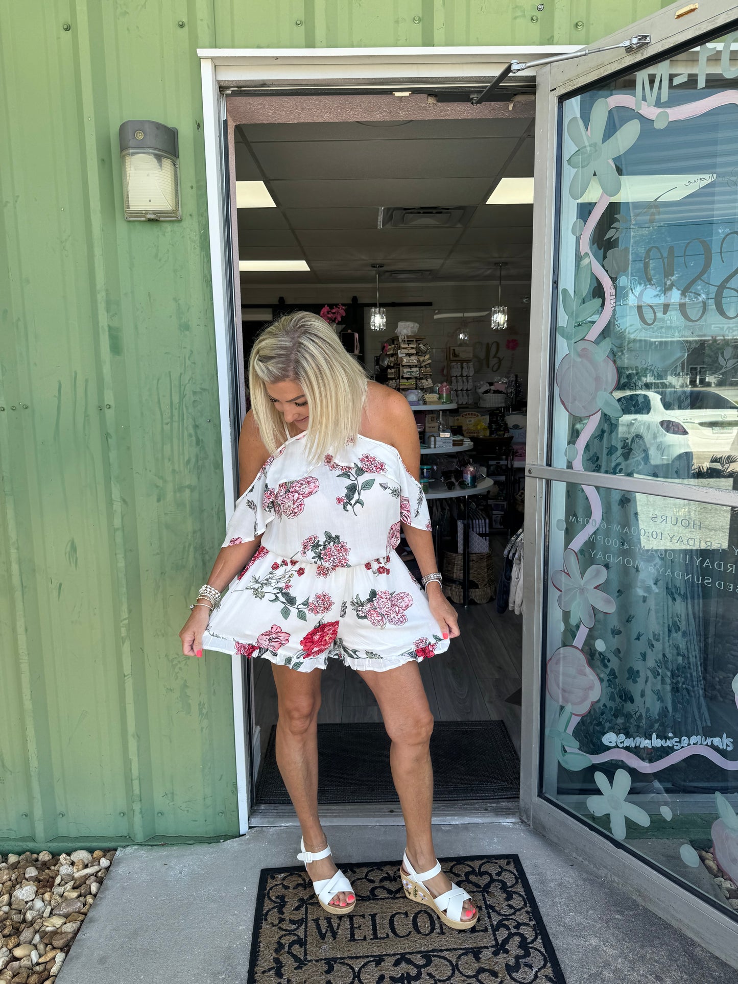 Floral Print Ruffle Romper