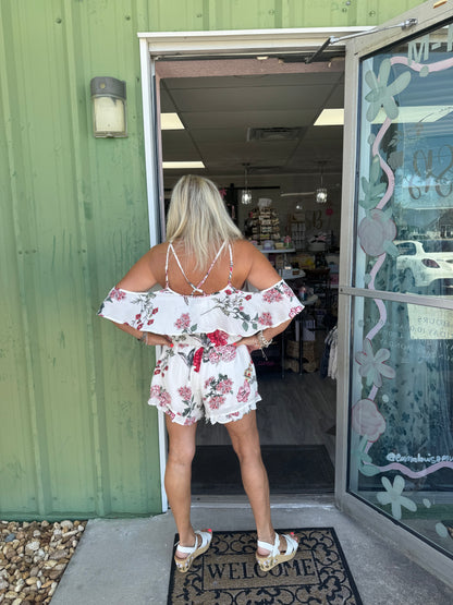 Floral Print Ruffle Romper