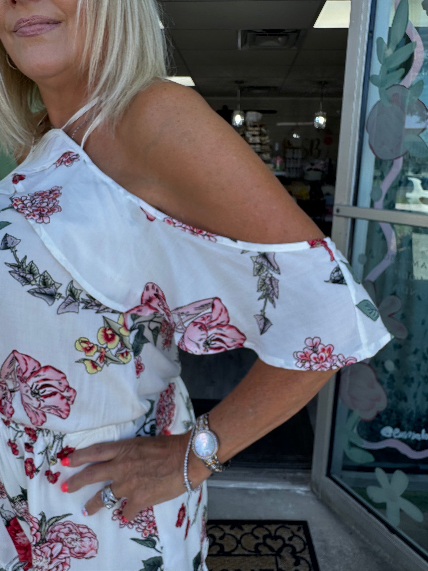 Floral Print Ruffle Romper