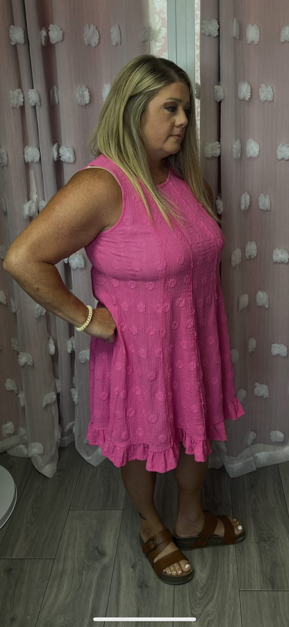 Flower Stamp Textured Dress