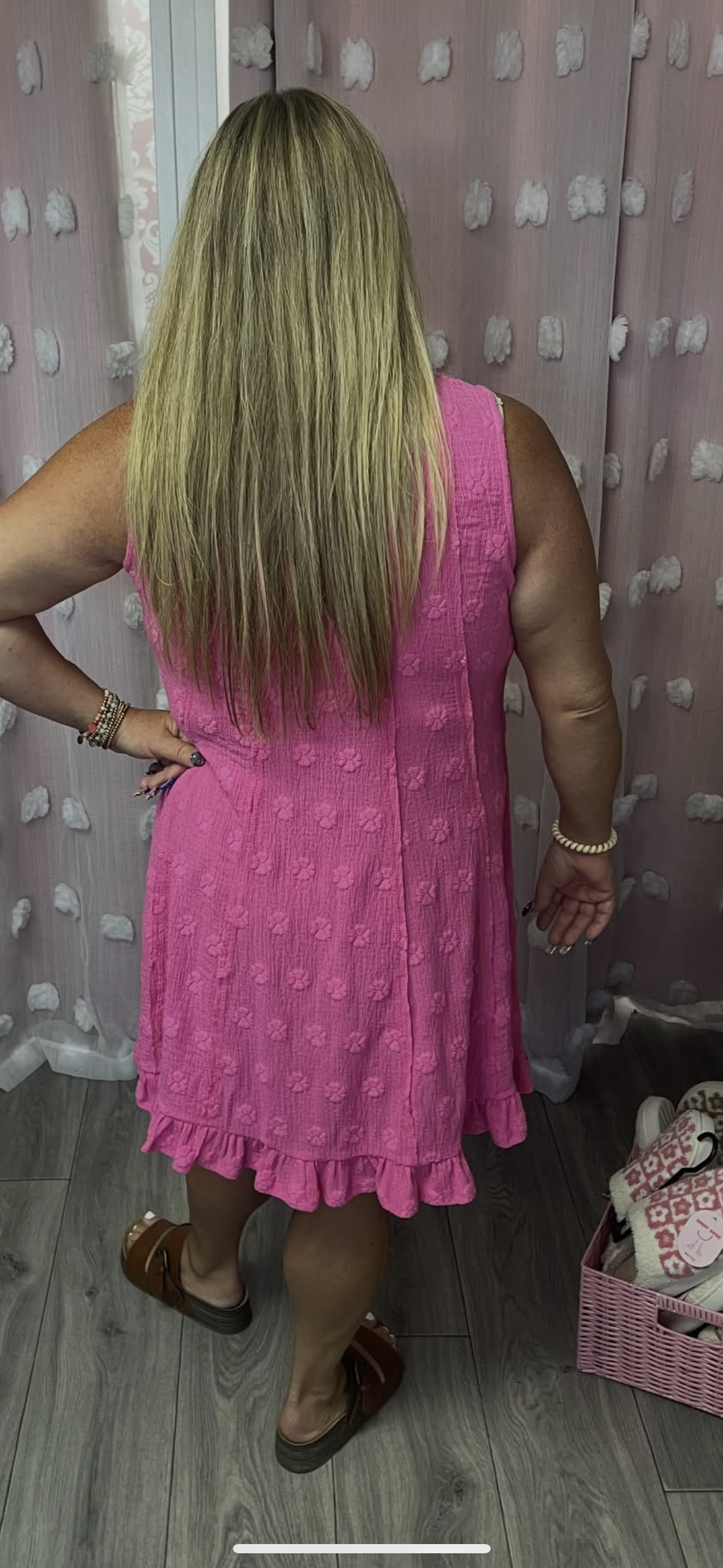Flower Stamp Textured Dress