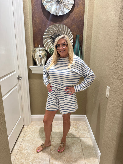 Cozy Stripe Lounge Short  Set