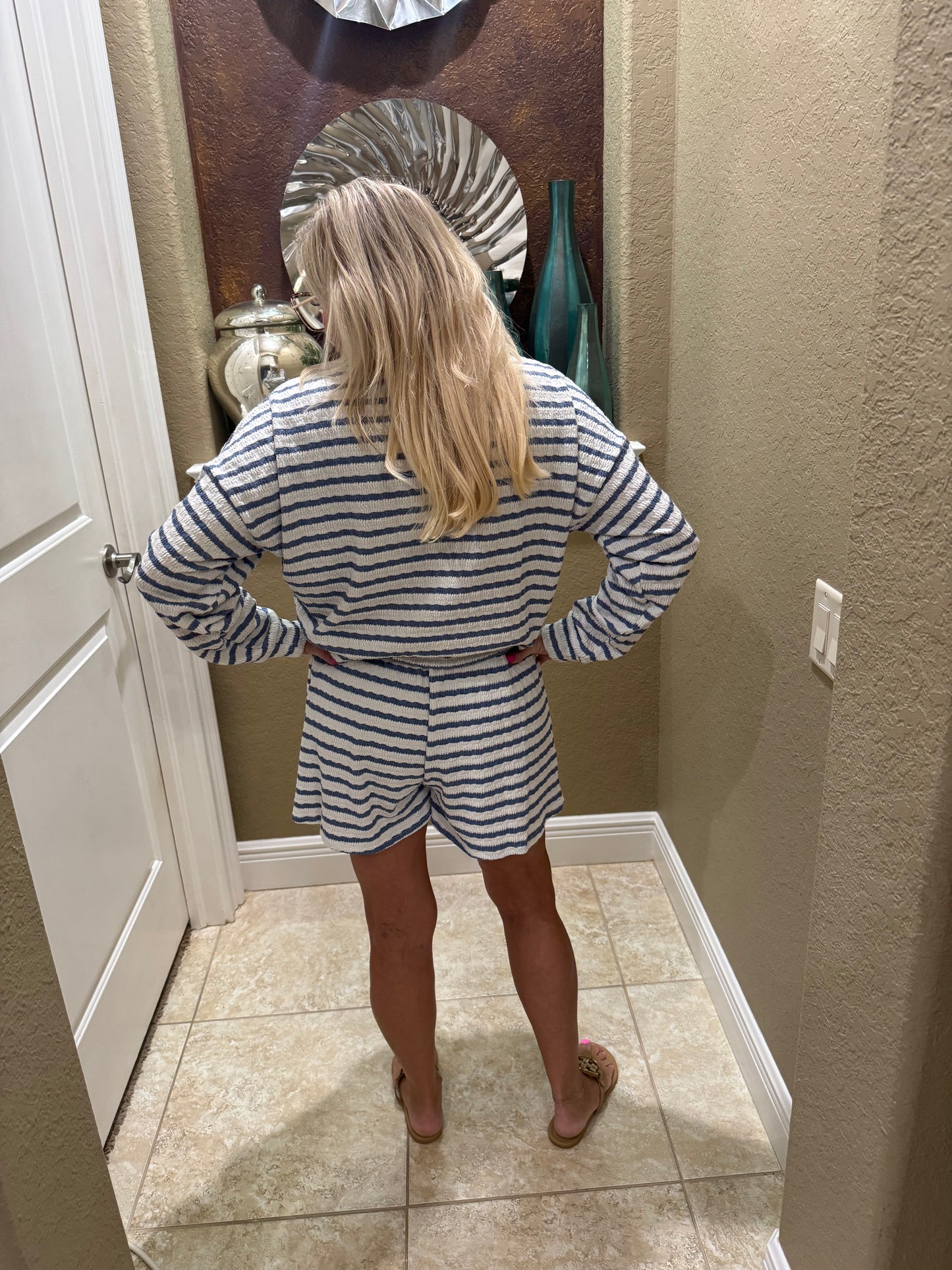 Cozy Stripe Lounge Short  Set