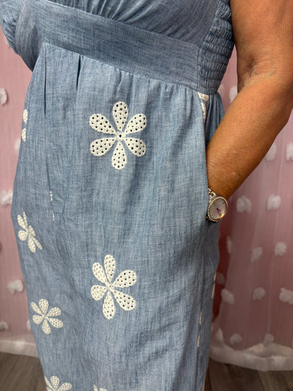 Flower Embroidered Jumpsuit