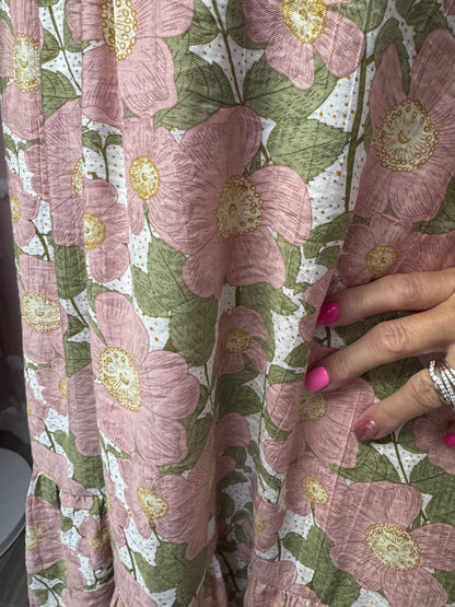 Kiwi Floral Print Tiered Mini Dress