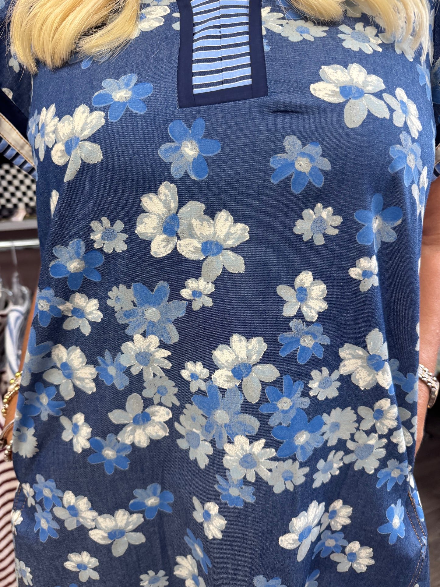 Floral Print & Stripe Dress