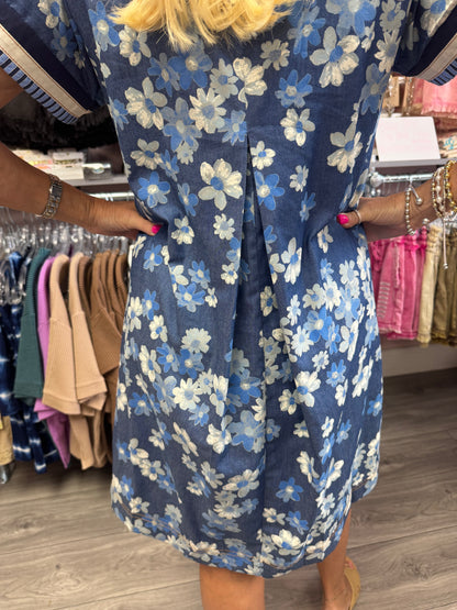 Floral Print & Stripe Dress