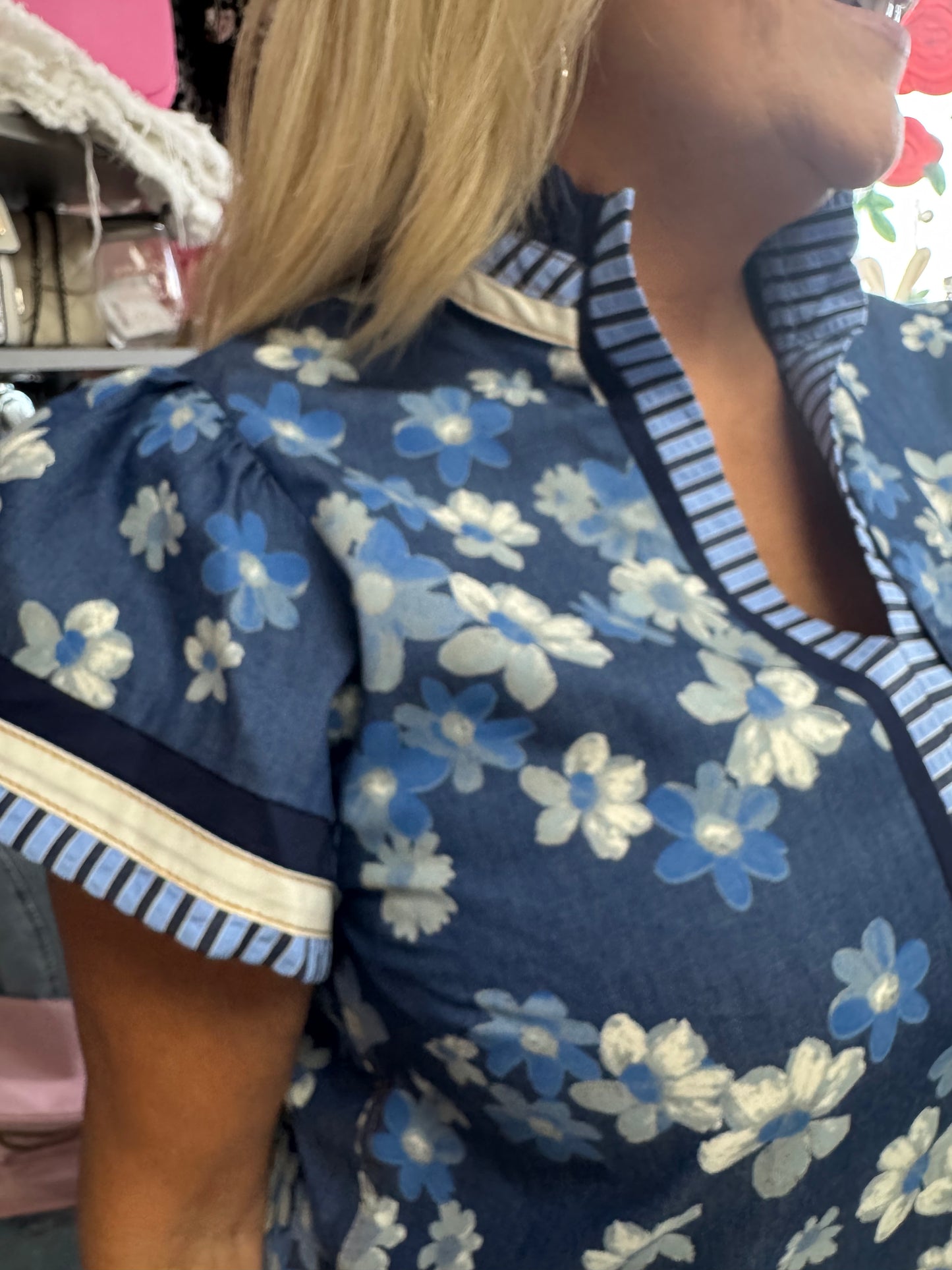 Floral Print & Stripe Dress