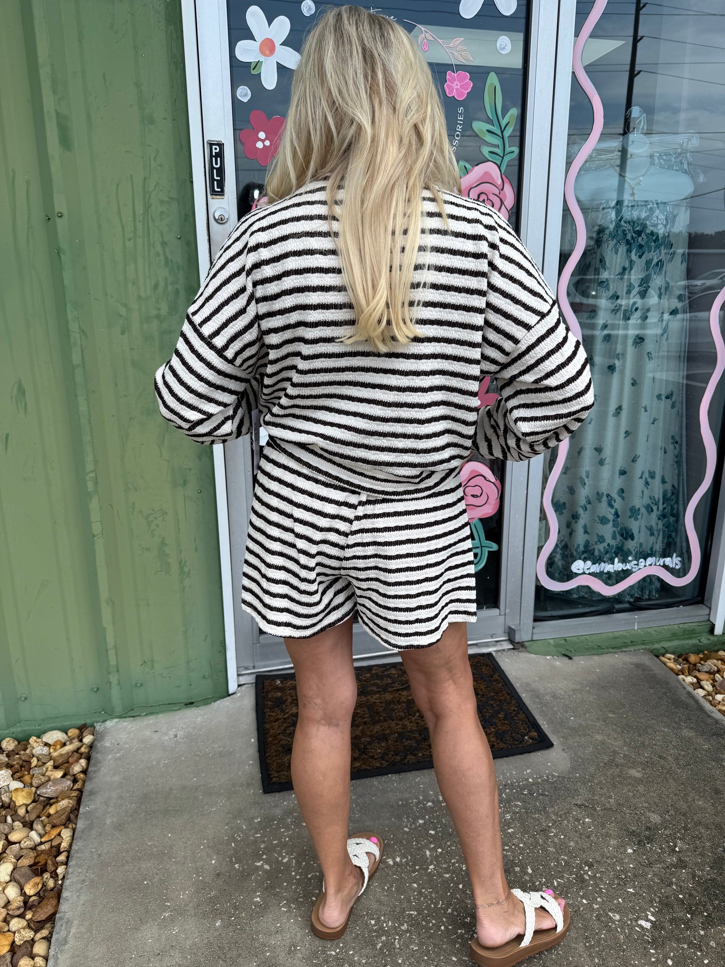 Cozy Stripe Lounge Short  Set