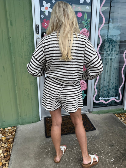 Cozy Stripe Lounge Short  Set