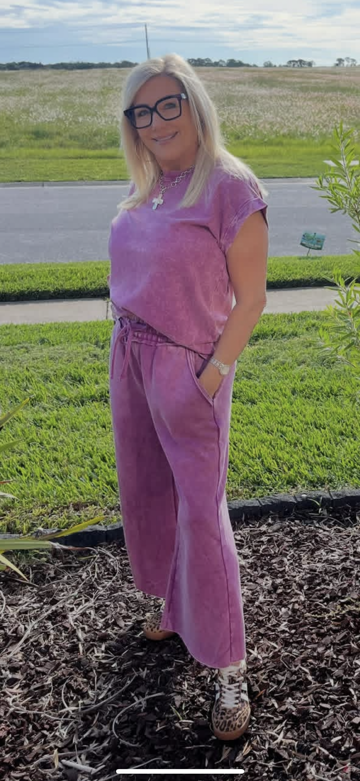 Acid Wash Fleece Palazzo Sweatpants