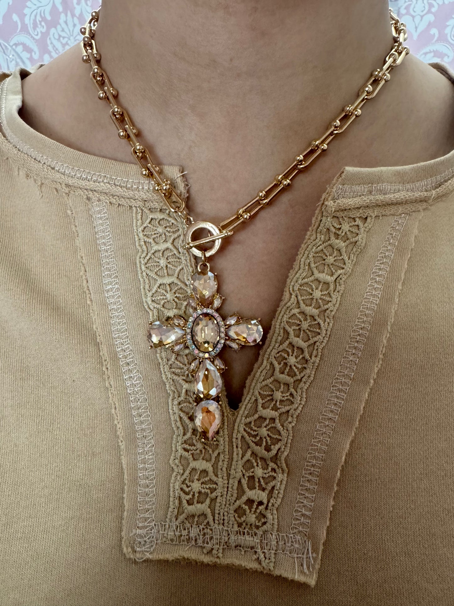 Cross Front Toggle Necklace