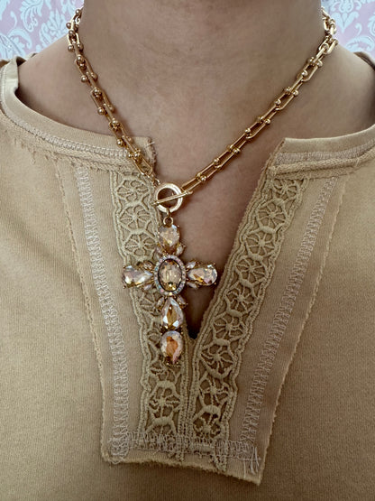 Cross Front Toggle Necklace