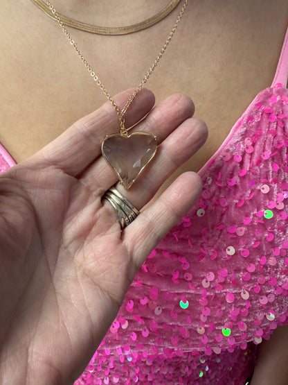 Glass Heart and Pearl Necklace