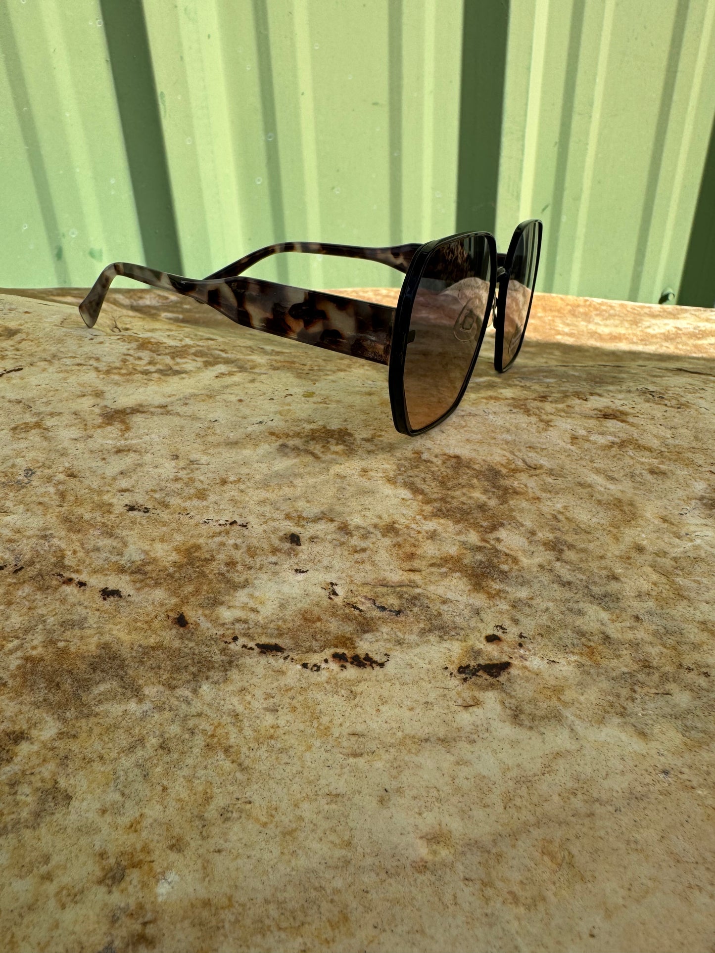 Thin Metallic Frame Large Lens Sunglasses