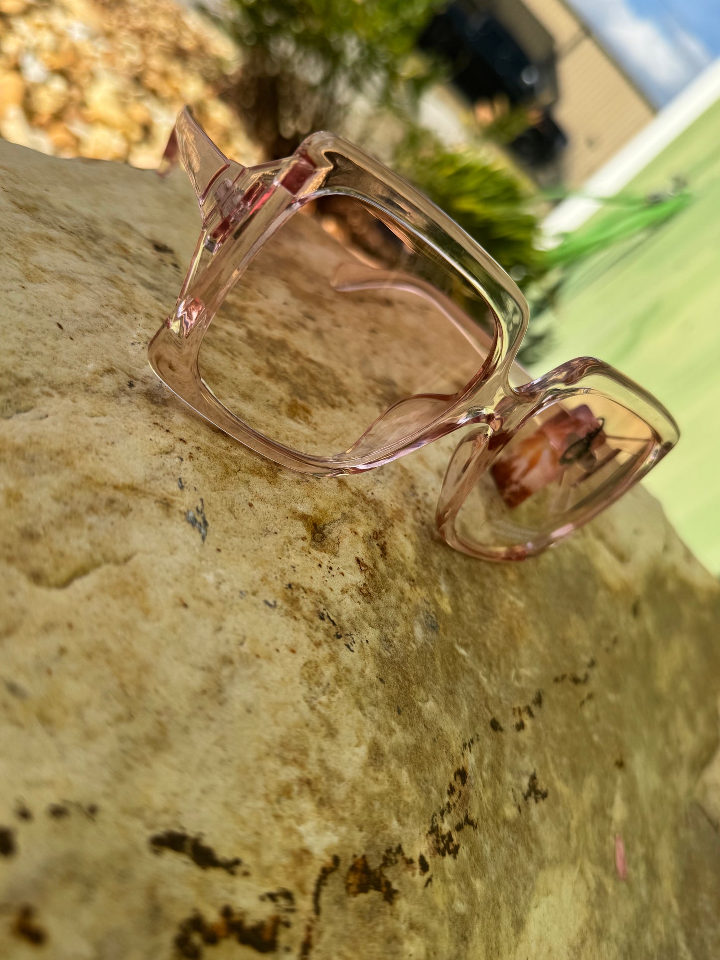 Thick Acetate Frame Square Sunglasses Set