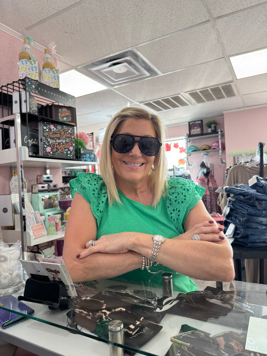 Acetate Aviator Frame Sunglasses