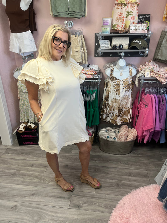 Double Ruffle Sleeve Dress