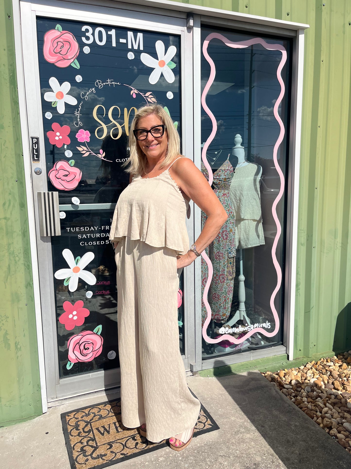 V-Neck Jumpsuit with Flowy Top