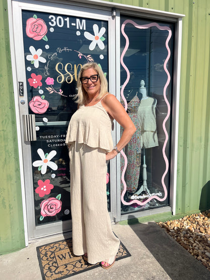 V-Neck Jumpsuit with Flowy Top