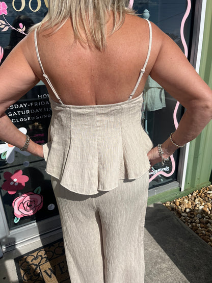 V-Neck Jumpsuit with Flowy Top