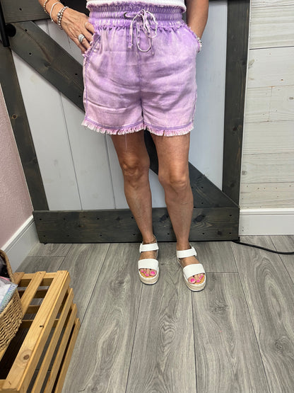 Mineral Washed Short Pants w/ Pockets