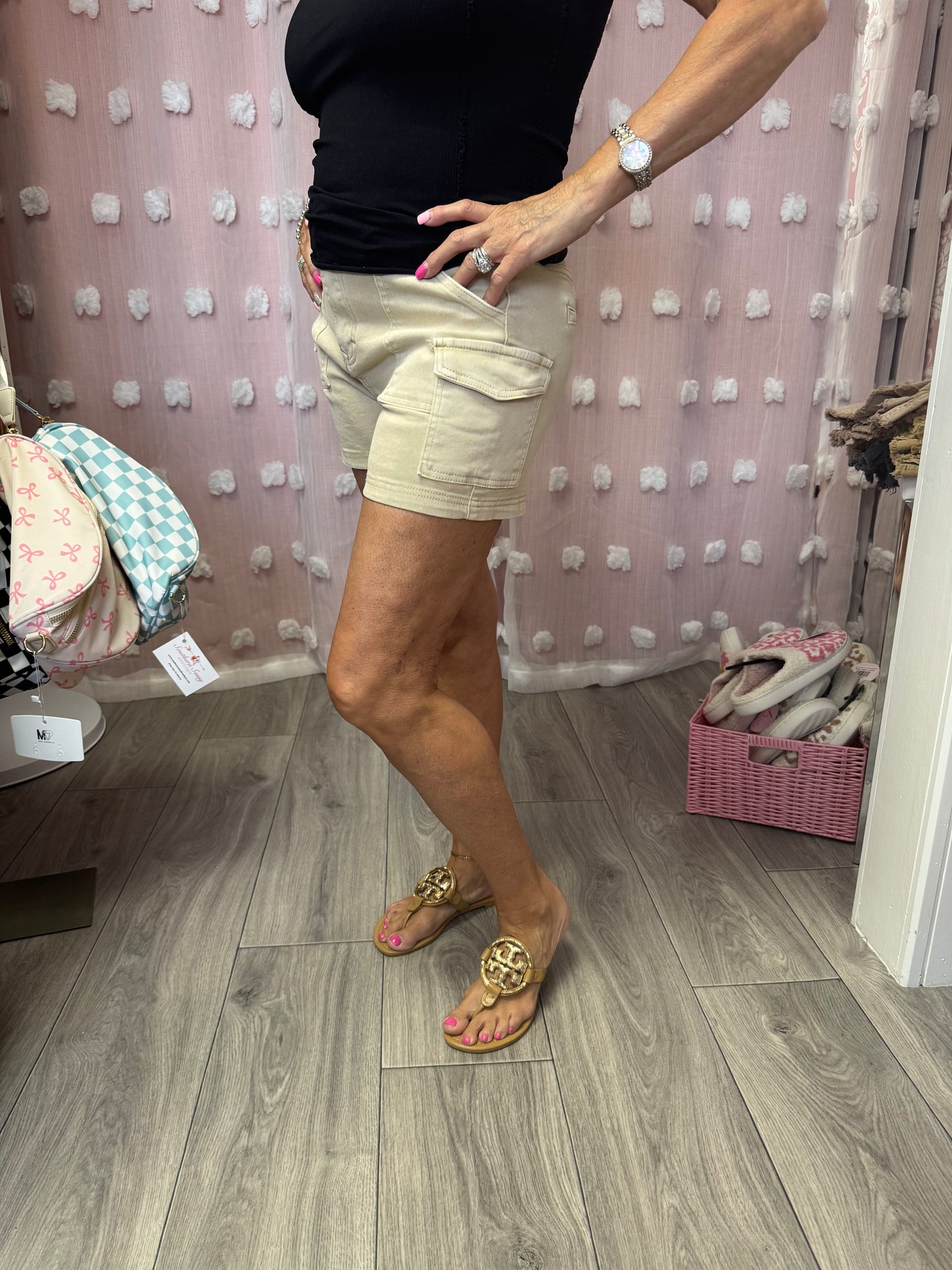 Utility Stretchy Denim Shorts