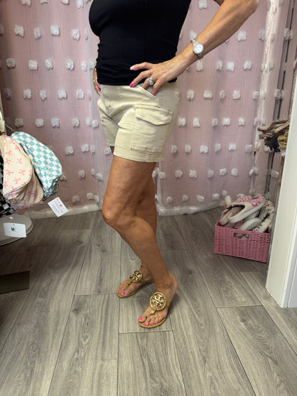 Utility Stretchy Denim Shorts