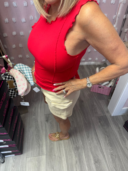 Lettuce Hem Casual Fitted Knit Top
