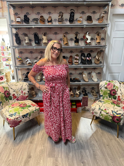 Floral Print Off Shoulder Jumpsuit