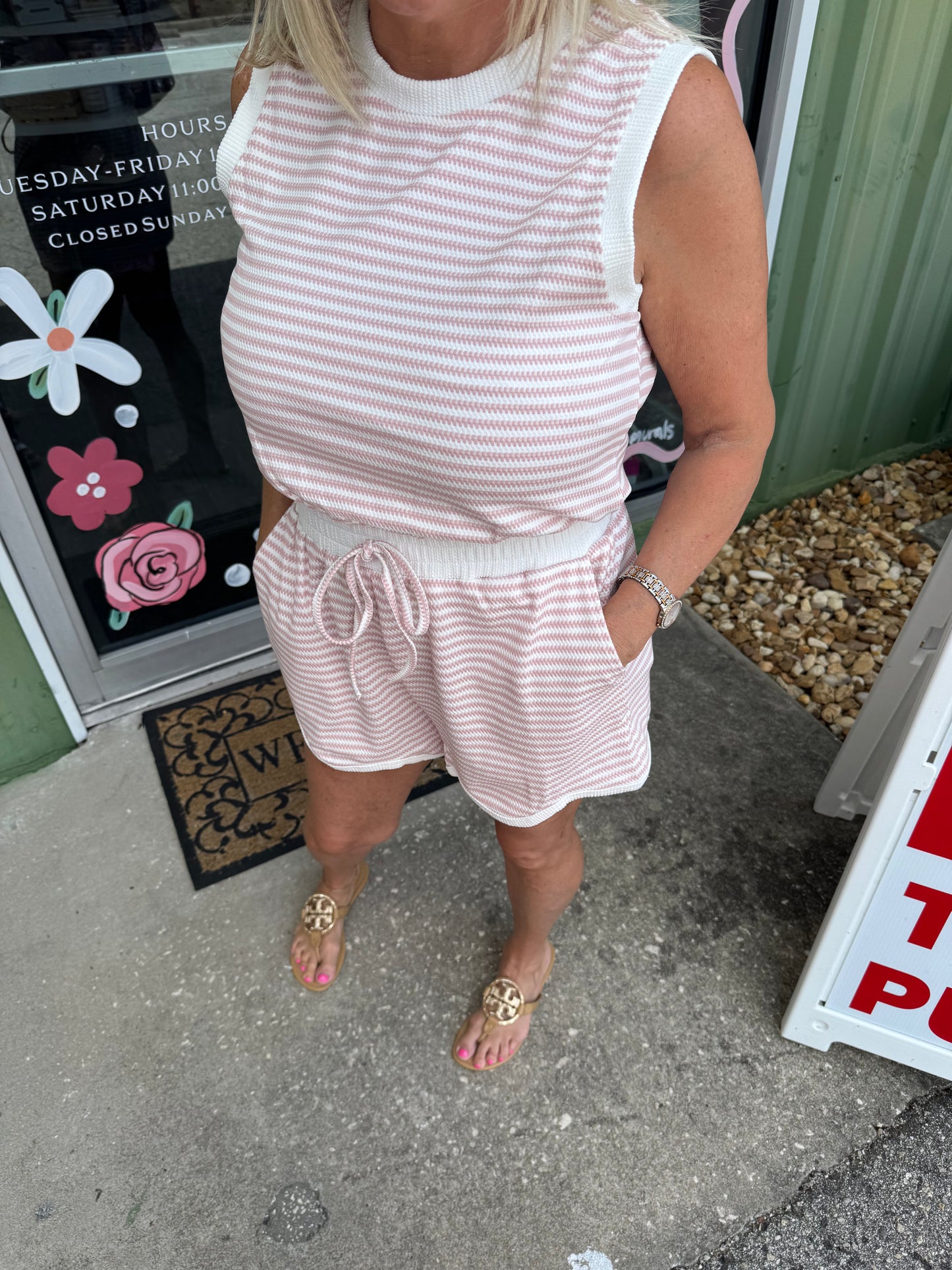 One Piece Stripped Romper with Pockets