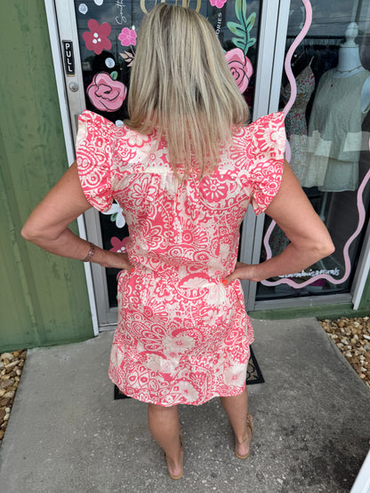 Medallion Print Ruffle Dress