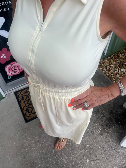 Zip Front Casual Mini Dress