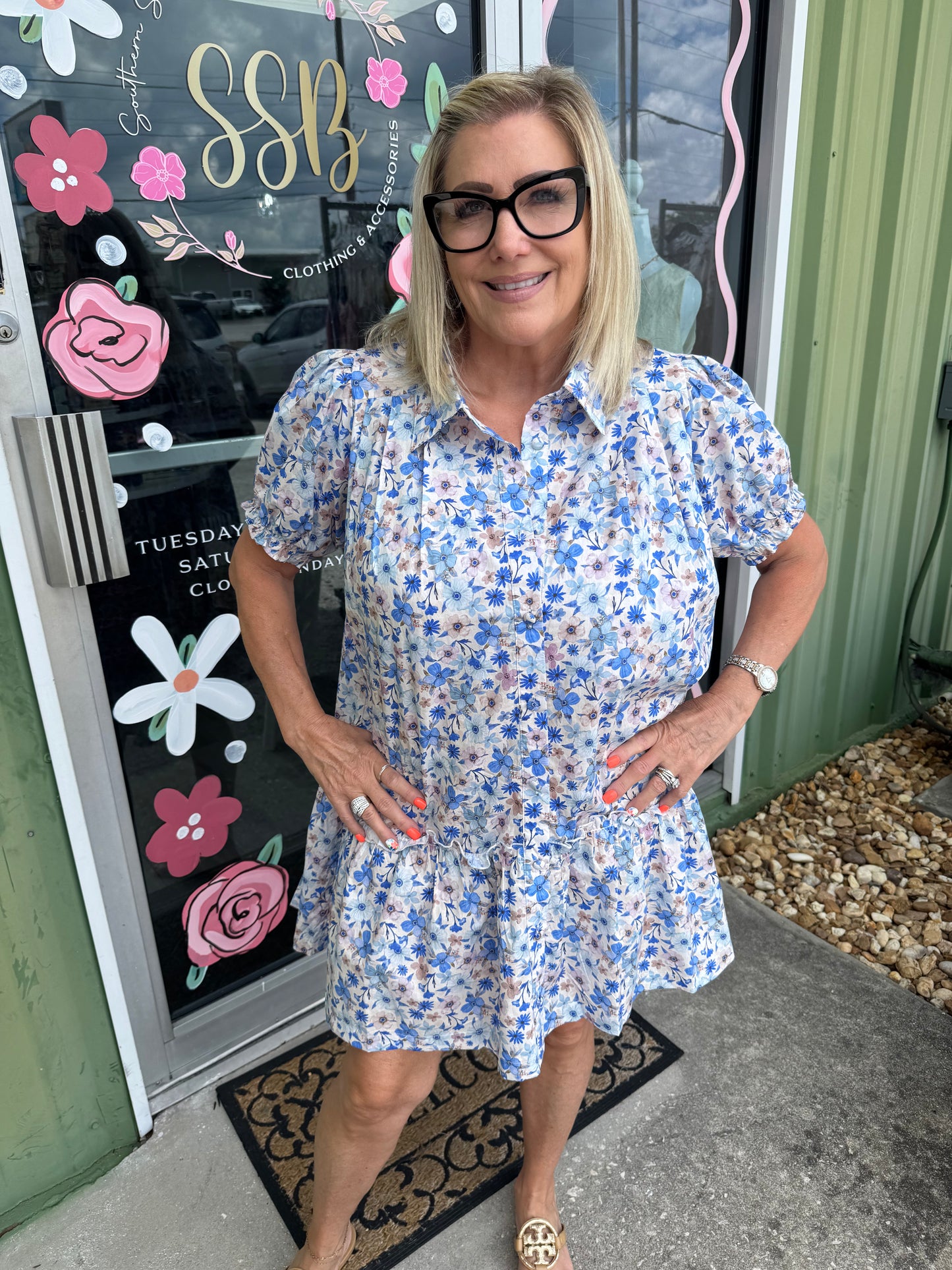 Floral Print Mini Shirt Dress