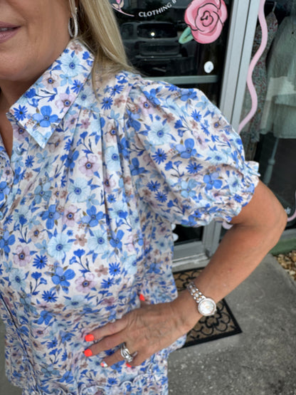 Floral Print Mini Shirt Dress