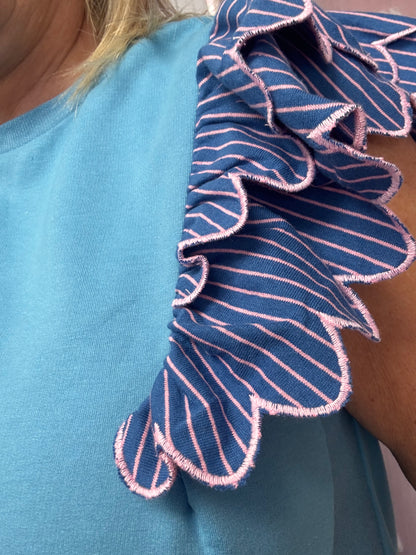 French Terry Ruffle Sleeve Dress