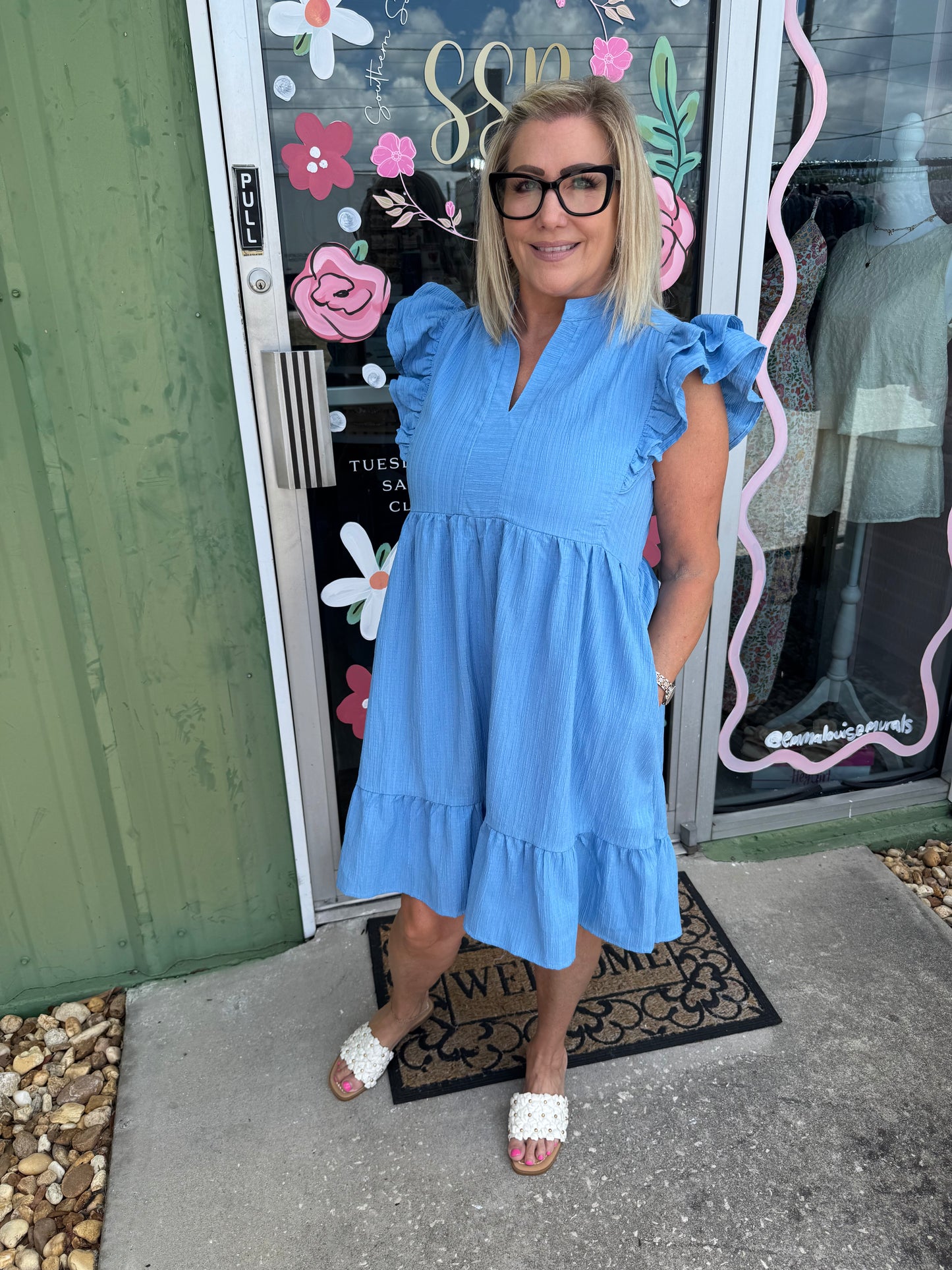 Ruffle Sleeve Babydoll Dress