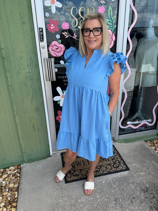 Ruffle Sleeve Babydoll Dress
